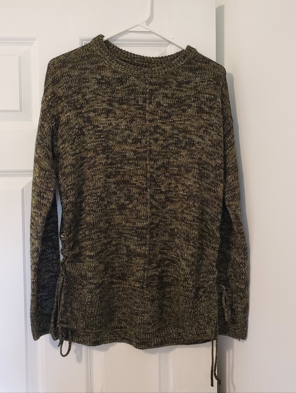 Dark Green Sweater With Rouched Sides With Ties Medium